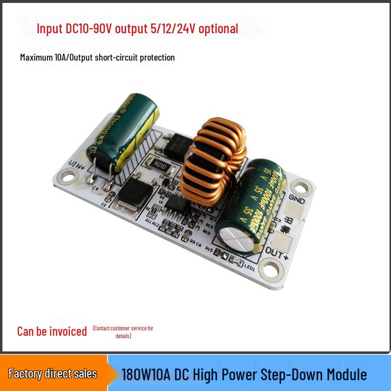 180W DC-DC Buck Module 10-90V to 5V/12V/24V, High Voltage Resistant 10A High Power Regulated Power Supply