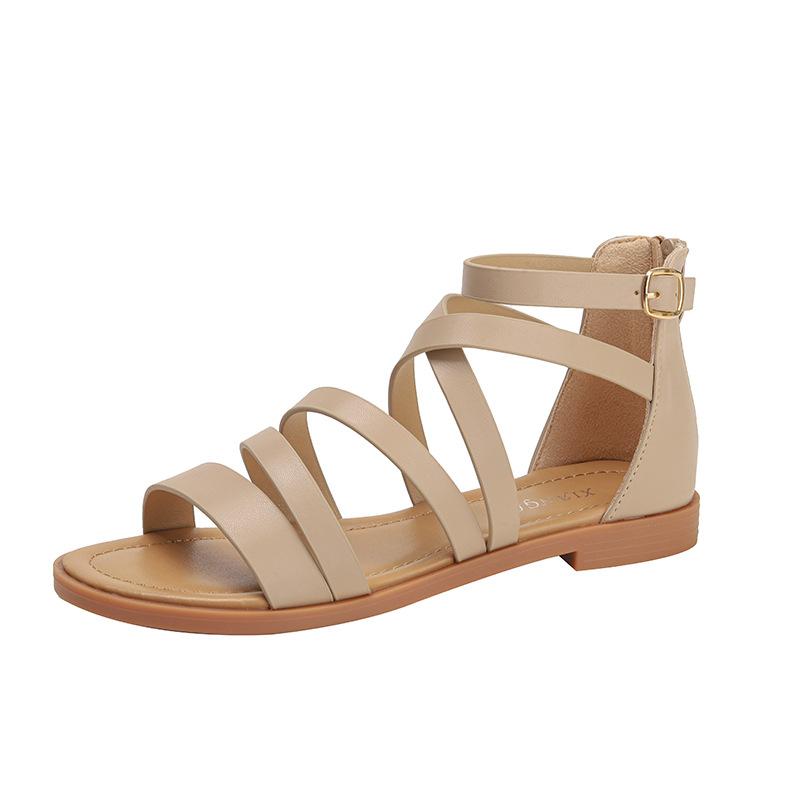 

New cross-flat Roman flat sandals women s, casual and comfortable versatile women s shoes 36