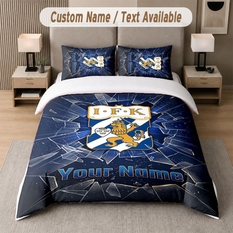 Custom Bedding Set Ifk Göteborg Pattern, Print Name Text 1 Duvet Cover Plus 2 Pillowcases Home Textile