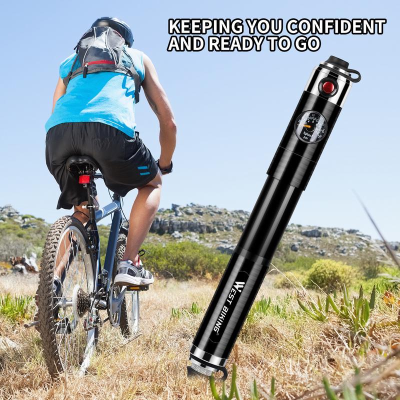 WEST BIKING Bike Inflated Pump High Pressure 160PSI Aluminum Bicycle Air Pump Presta Schrader Valve Bike Tire Pump With Hose