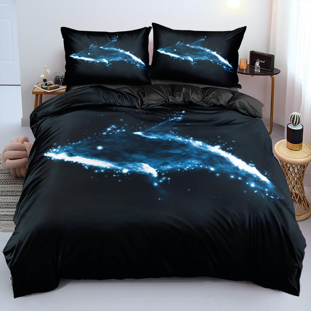 3D Ocean Animal Theme Bedding Set Whale/Jellyfish/Other Down Duvet Cover and Pillow Case Microfiber Fabric Washable Room Home Decoration