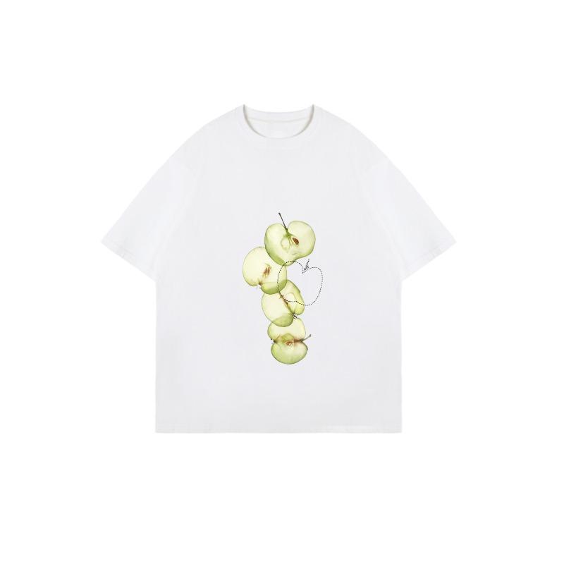Oversized T Shirt Black Apple Slices Print Casual Everyday Wear