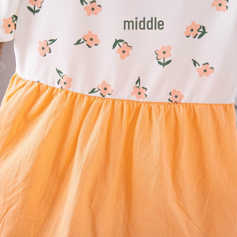 Korean Style Summer Princess Dress for Toddler Girls - Cotton Print Short Sleeve