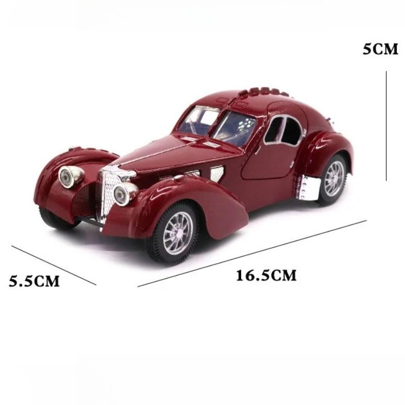 1/28 Scale Vehicle Model Super Classic Vintage Pull Back Toy Car Educational Collection Door Open Car Model Gift Children Gift Car for Bugatti
