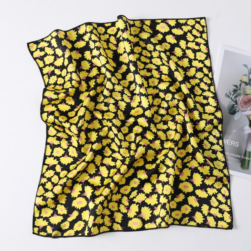 50X50CM Women Square Scarf Horse Printing Hair Neck Scarfs For Ladies Kerchief Twill Imitation Silk Foulard Scarves&Wraps