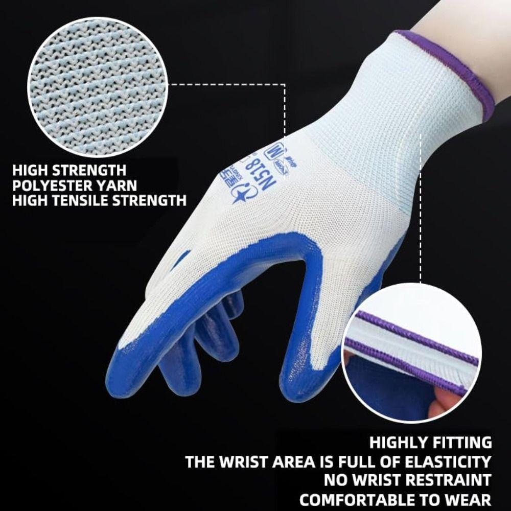 12Pairs Protection Work Gloves Fishing Latex Gloves Oil Resistant Industrial Gloves  Outdoor Sport