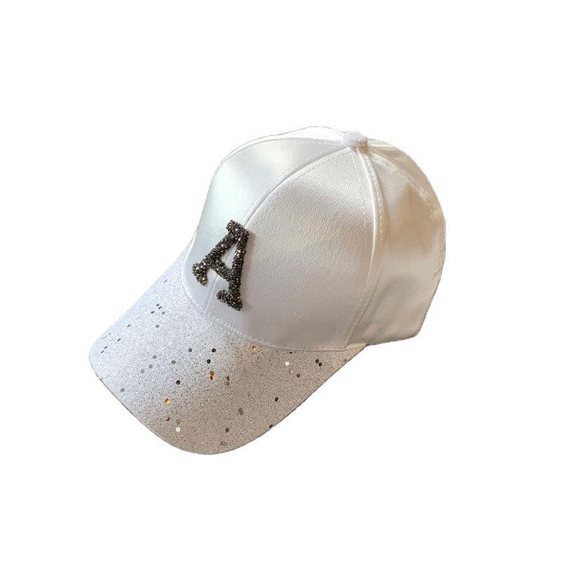 Fashion Shiny Letter A Baseball Cap Women Girl Silk Satin Spring Summer Snapback Hats Outdoor Sports Hip Hop Sun Hats Female