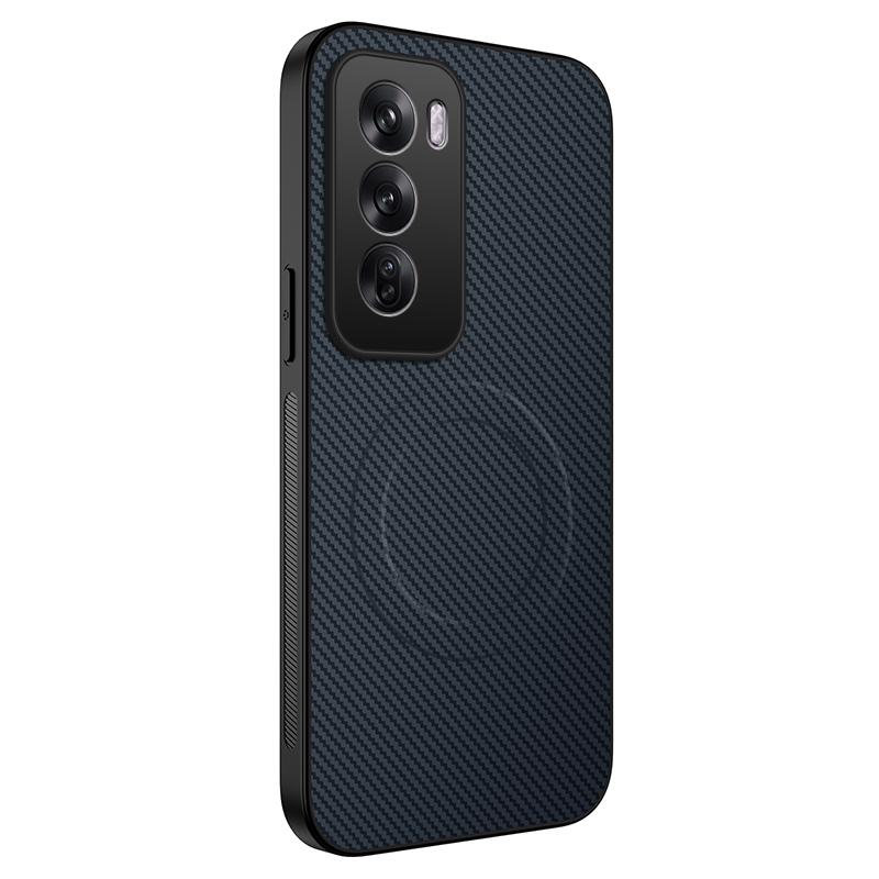 For Oppo Reno12 Pro 5G (Global) Case Compatible with MagSafe WANLONFENG TQ Series Carbon Fiber Texture PC TPU Phone Cover