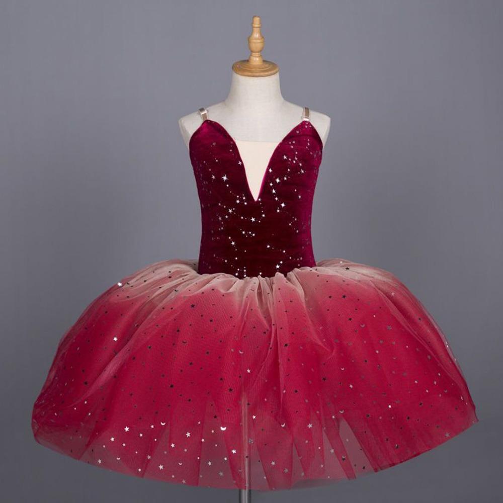 

Blingbing Red Ballet Tutu Adjustable Straps Performance Clothes Fashion Princess Dress Children 120CM
