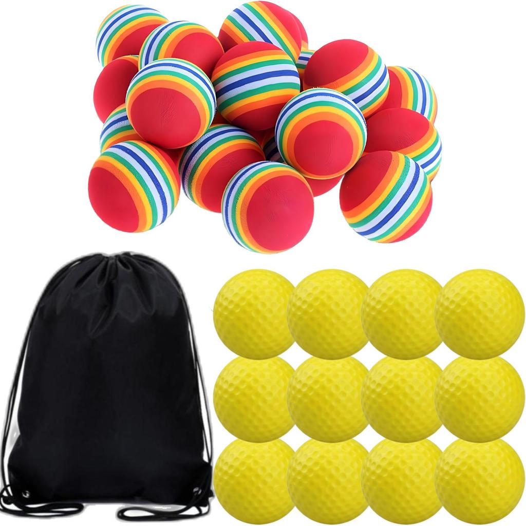 Gavit Golf Practice Approach Ball Set (2 Types): 32 Sponge Balls (42mm) - Polyurethane Balls - Indoor Use