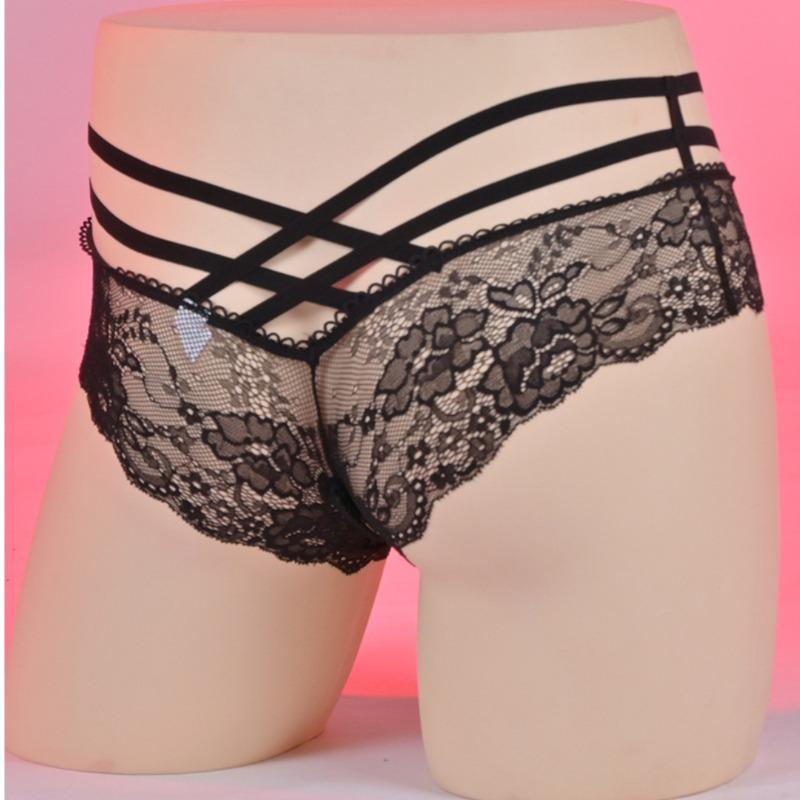 Women Mens Mesh Lace Sheer Briefs Cross-Dressers Femboy Sissy Lingerie Crotchless Panties Low Rise Hollow Out Low Rise Underwear