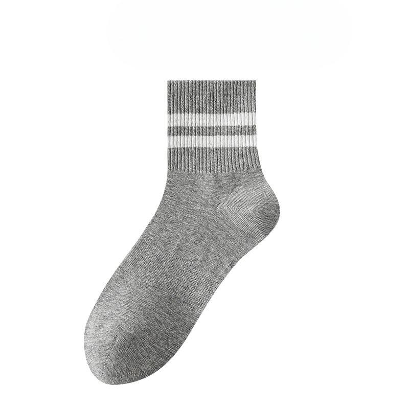Female Spring and Autumn Stripe Two Bars Gird Waist Rubber Band Running Sports Sweat Absorbent Tube Cotton Socks