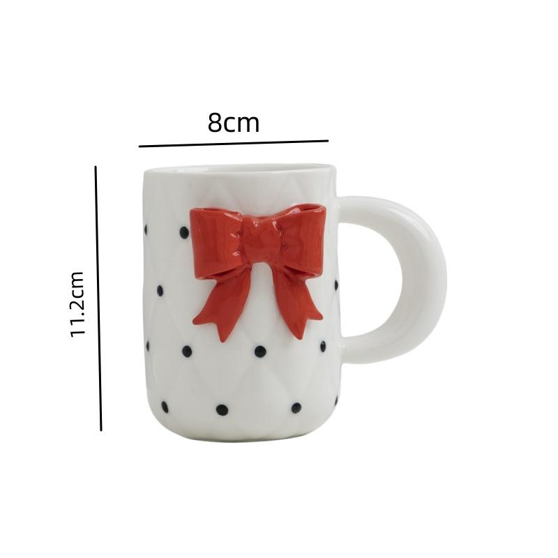Bow Ceramic Coffee Cup Dish Set Exquisite Girls Afternoon Tea Coffee Latte Latte Cup Home Breakfast Milk Drink Mug Birthday Gift
