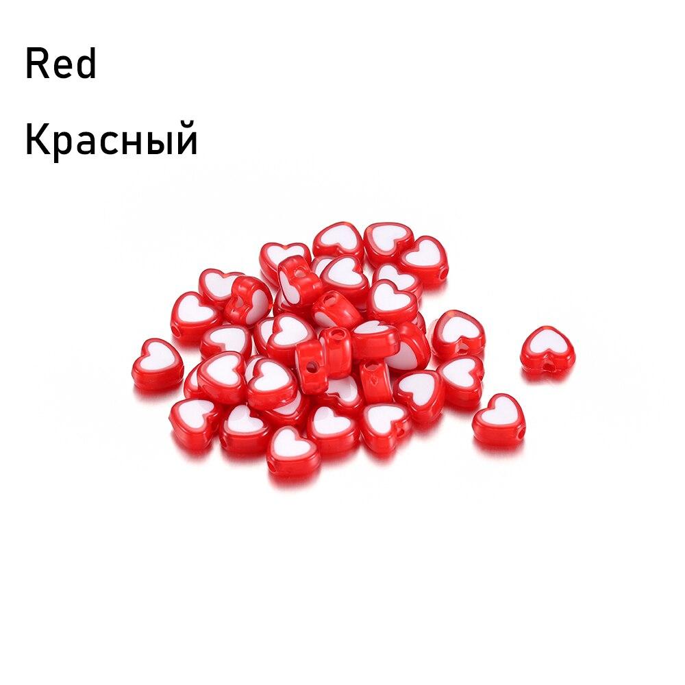 50 stücke Modeschmuck Liebe Herz Acrylperlen Lose Spacer Flache Runde Perlen Für Schmuckherstellung DIY Armband Zubehör