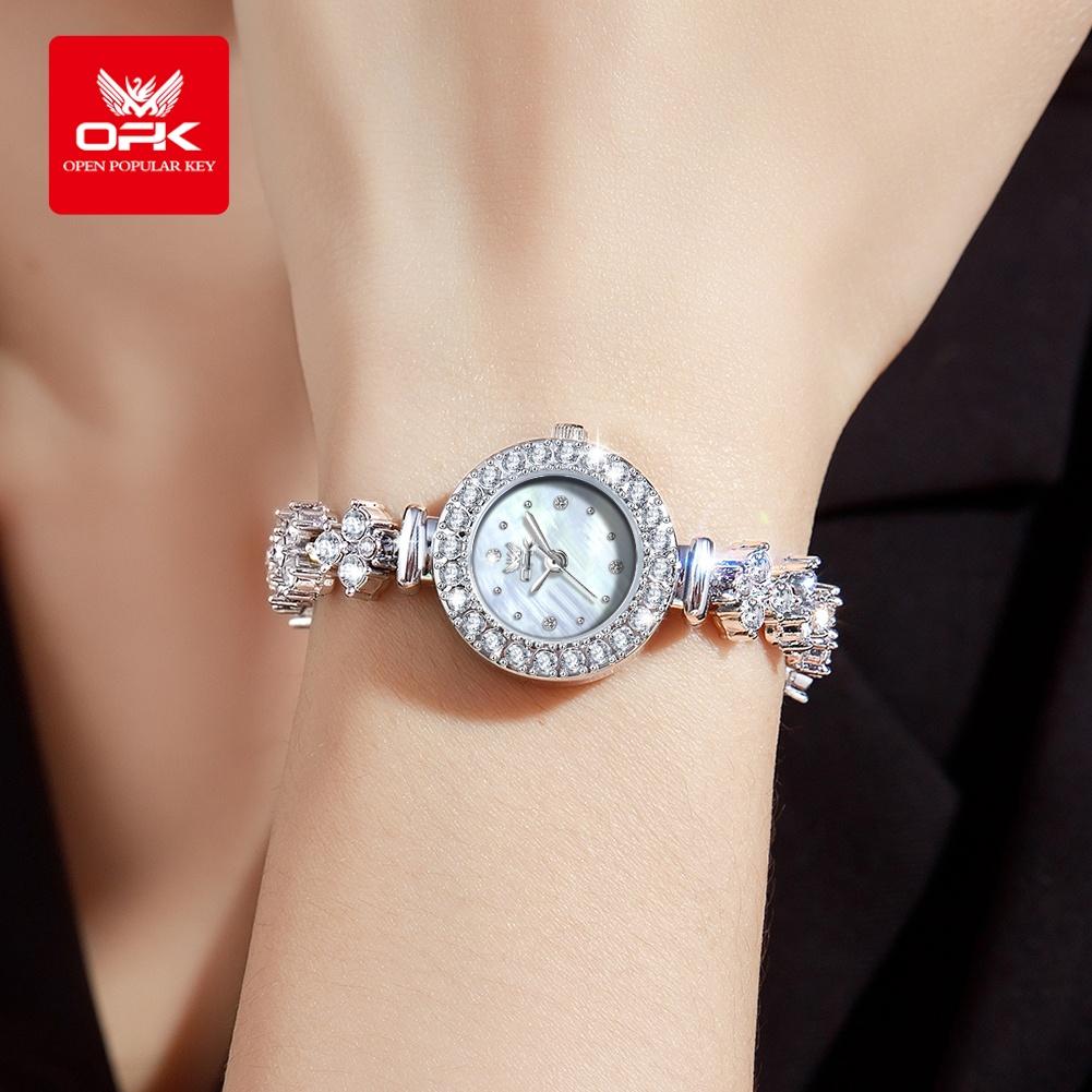 OPK 6057 Full Diamond Quartz Watches for Women Luxury Elegant Fashion Bracelet Wristwatch Original Waterproof Ladies Dress Watch