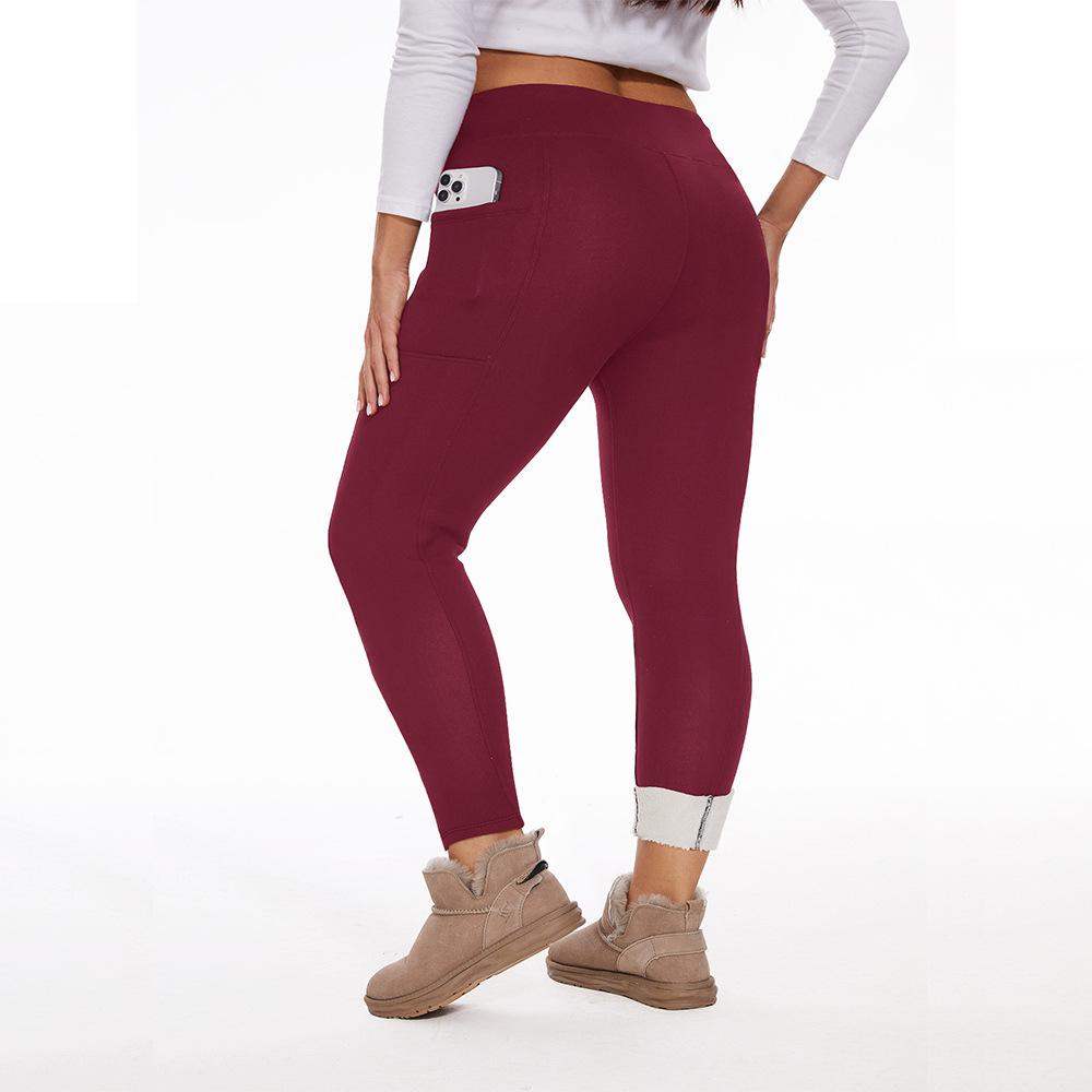 

Батал Утепленные флисом леггинсы больших размеров С высокой талией с карманами Женская осенне-зимняя верхняя одежда Облегающие теплые леггинсы 5XL