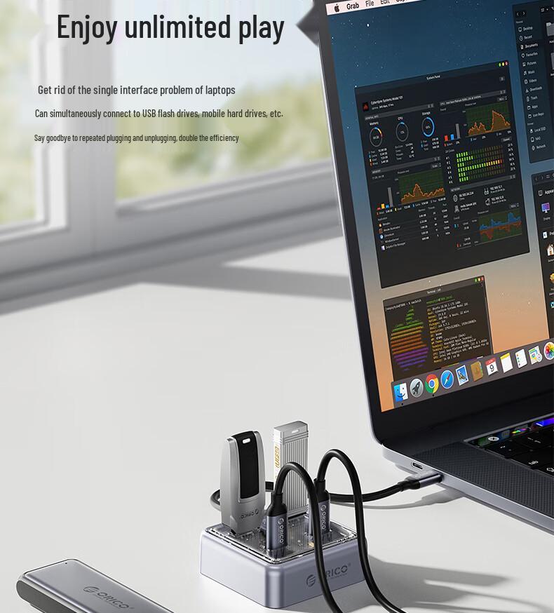 Orico MH4UC Multi-Port Fast Charging Hub with Direct Plug-In and U Disk Compatibility for Desktop, Notebook, and Tablet TC Port.