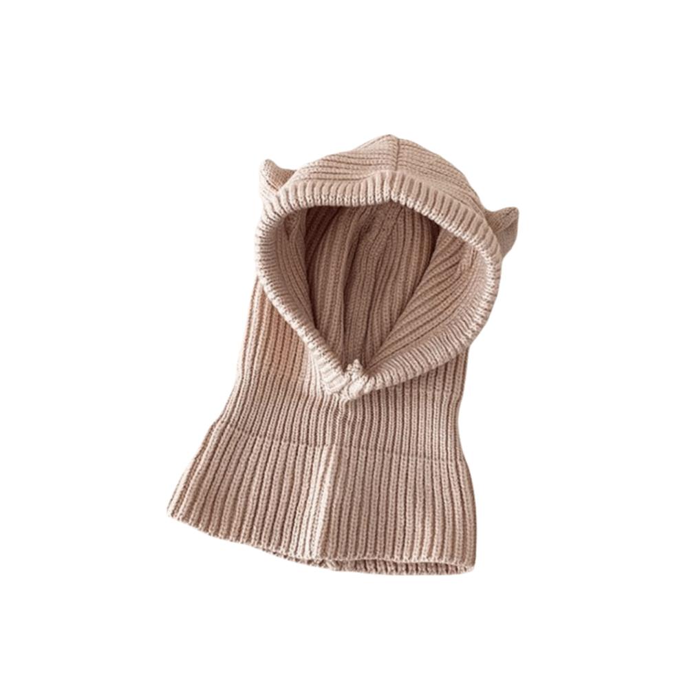 Ear Protection Baby Beanie Hat Solid Color Kids Scarf Cap Cute Knit Balaclava Hat  Winter