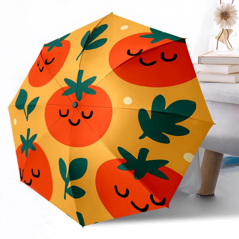 Fruit Print Automatic Umbrella Folding Umbrella with 8 Ribs Durable Plastic & Iron All-Season Travel Fashion Lovers