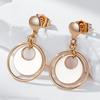 Wbmqda Einzigartige Glänzende Doppelte Creolen Ohrstecker für Damen 585 Roségold Farbe Party Feiner Täglicher Schmuck Vintage Accessoires