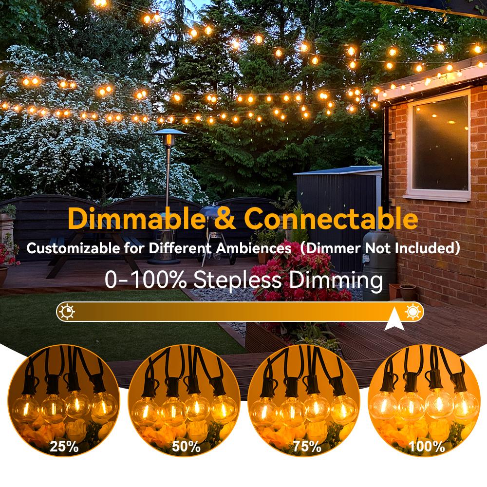 15M 30M G40 LED String Light Fairy Outdoor Light Garland Retro Wedding Backyard Decoration Garden Patio Light String