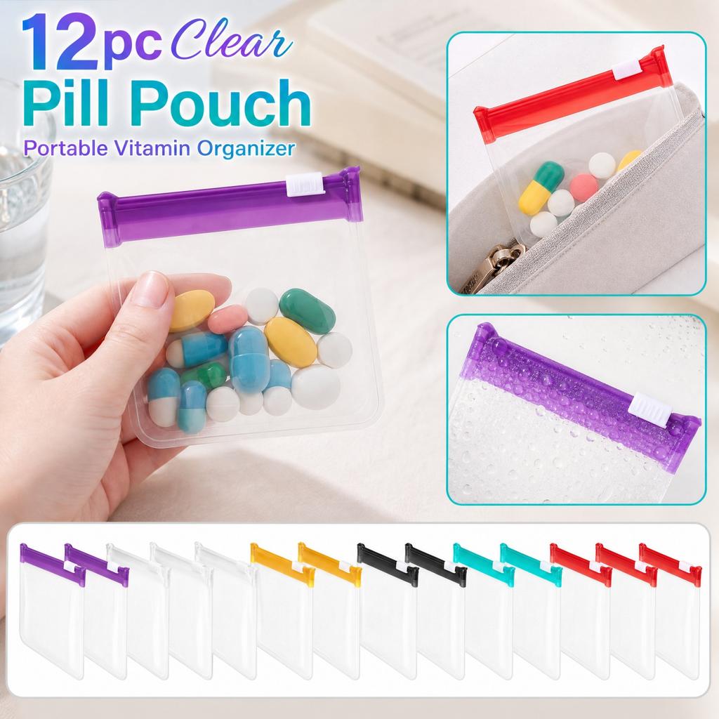 12 Clear Bags Portable for Travel Storage