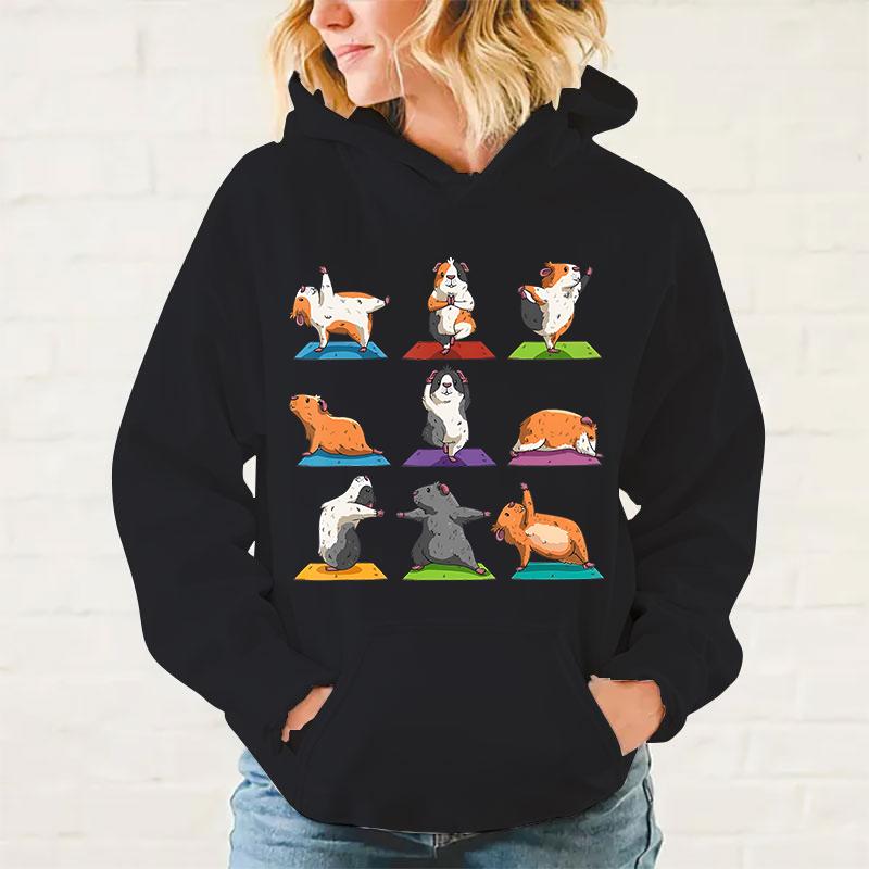 

New Women Men Hoodies Yoga Guinea Pig Printed Tops Casual Harajuku Sweatshirts Loose Pullover 3XL
