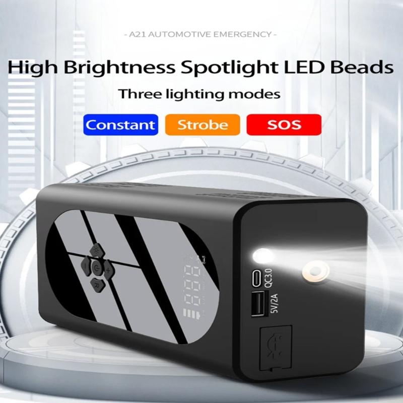 Car Jump Starter Air Compressor Wireless Tire Inflator Pump Digital Tire Inflator Automotive Starting Device with Light