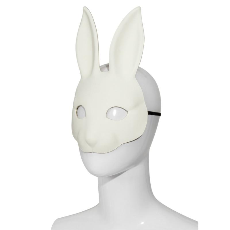 Premium White PU Rabbit Mask For Adults Teens Costume Parties Easter Halloween Carnivals Adjustable Comfortable Band
