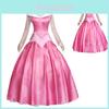 Enchanting Pink Sleeping Beauty Aurora Gown Costume For Women With Puff Sleeves