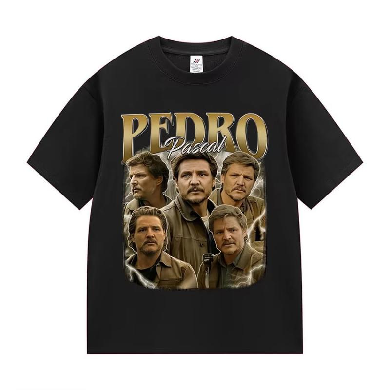 Actor Pedro Pascal Movie Graphic T Shirt Unisex's Retro High Quality Fashion Clothing T-shirts Unisex Cotton Oversized T-shirt Tops