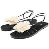 Zara Pu Vintage Open-Toe Floral Decor Flat One-Strap Sandals 1.5Cm Women Sandals Black 2604510800