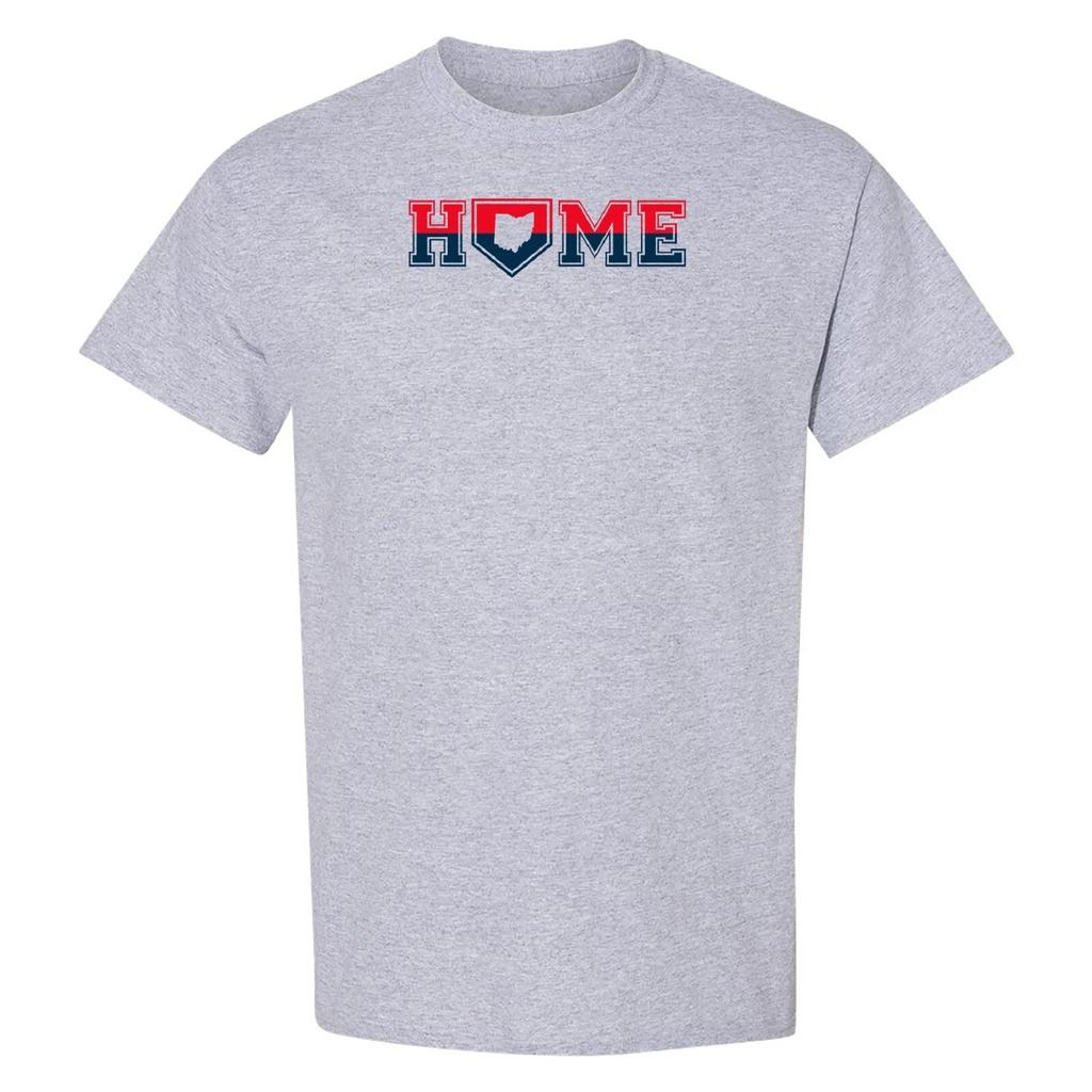 Cleveland Home Plate - Baseball Sports Team Color T Shirt - Sport Grey