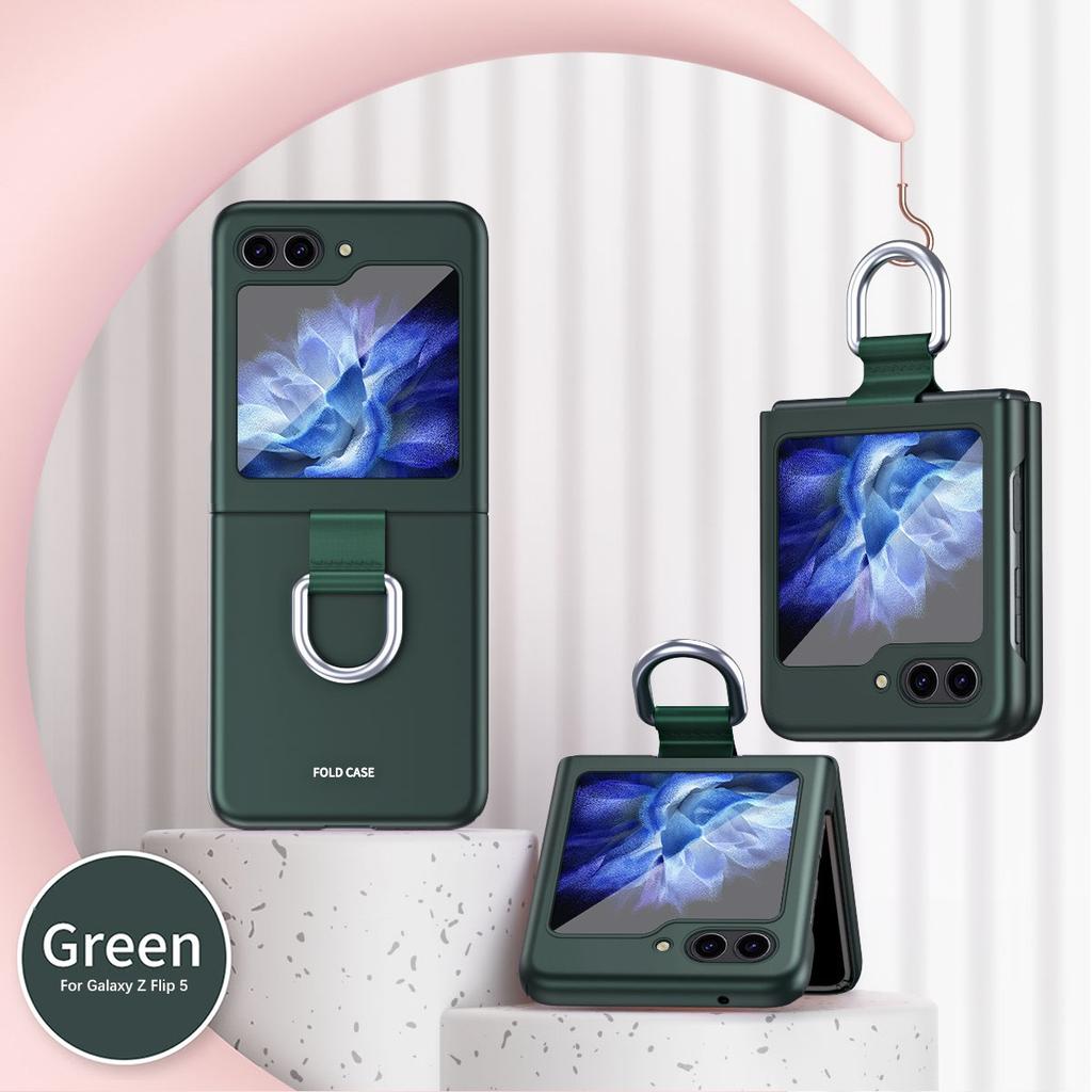 Ring Frosting Phone Case for Samsung Galaxy Z Flip 6 5 Flip6 Flip5 ZFlip5 5G Shockproof Fall Prevention Protective Cover