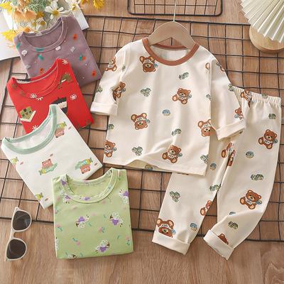 Winter Kids Long Sleeve O Neck T Shirt Pants Set Casual Baggy 2pcs Suit Cotton Cartoon Printes Outfit