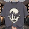 Unisexs 100 Cotton Tshirt With Melting Face Surreal Art Print Casual Fashion Street Style Top