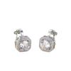 Wish platinum super flash square full of diamonds and large zircon ear clips, simple and small temperament