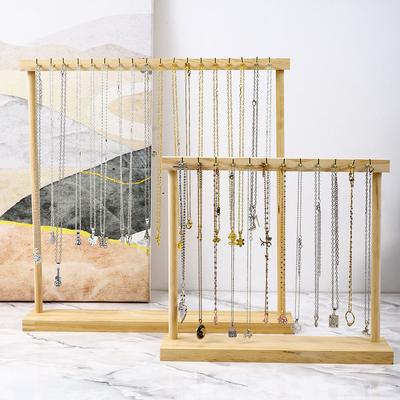 Jewelry Organizer Display Stand Wood Necklace Hanging Countertop Rack for Chains Earrings Bracelets Showcase Storage Rack