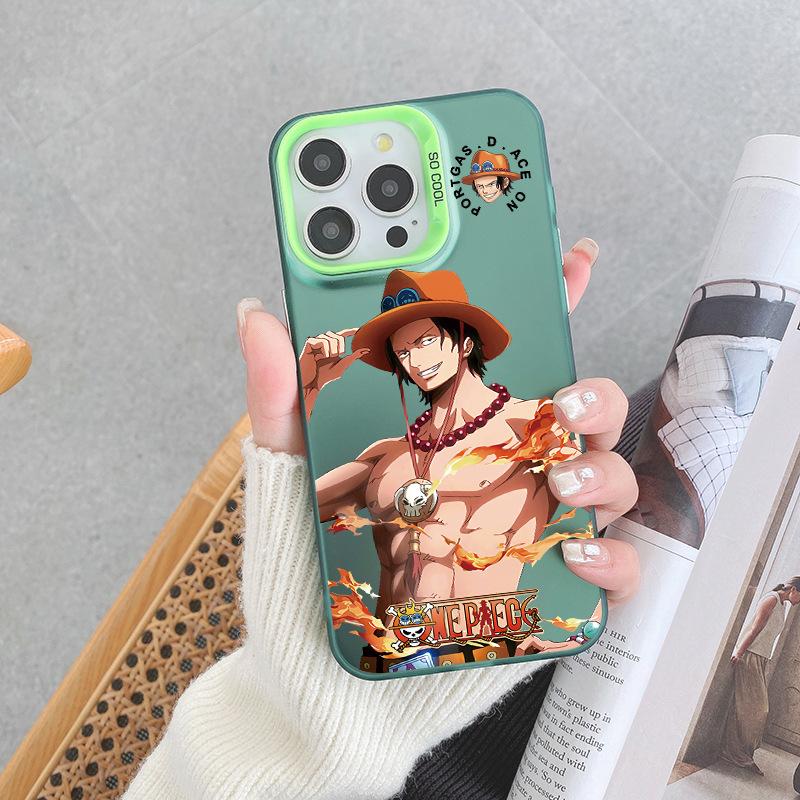 ONE PIECE Luffy Ace Mobile Phone Case iPhone17pm Trendy Cool Anti-drop Colored Silver IMD Apple 16pro Boys