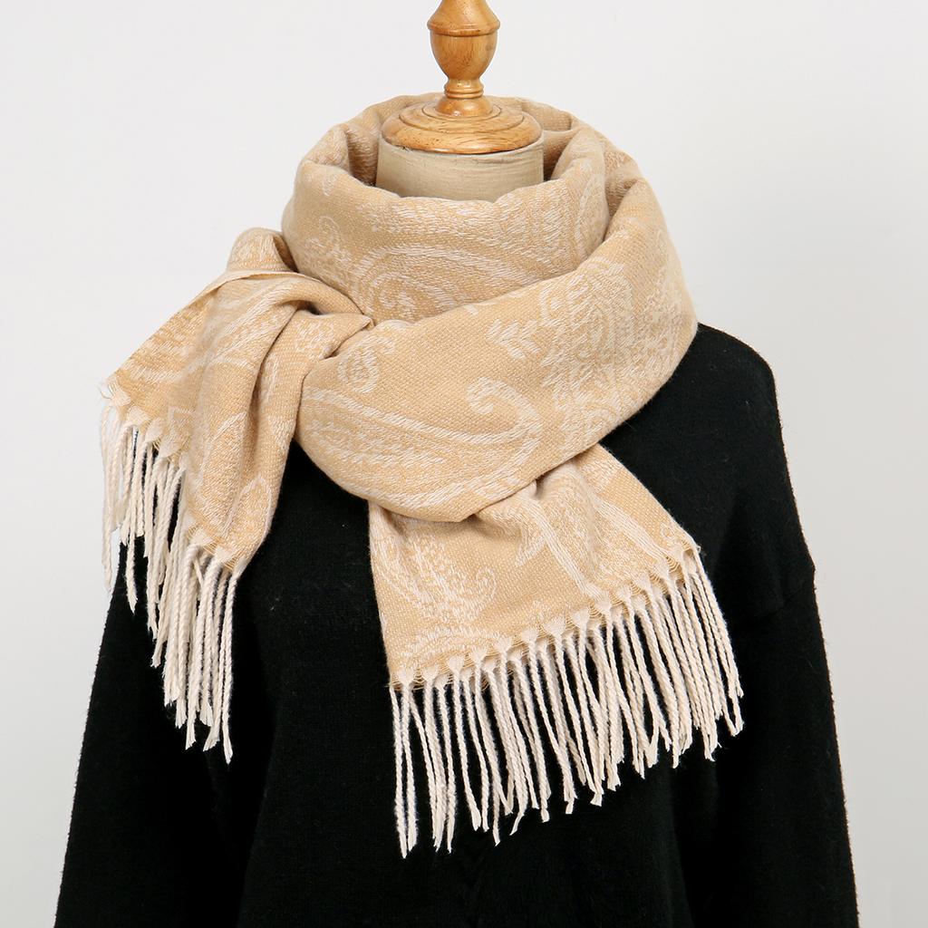 Fashion Jacquard Pashmina Scarf Tassels  Style Big Shawls Woman Autumn Warm Wraps Cape Female Thick Blanket 185*70cm