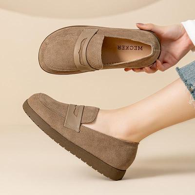Cowhide 2025 Genuine Leather Women's Pointed Toe Flat Loafers - Autumn/Winter Slip-On Casual Shoes