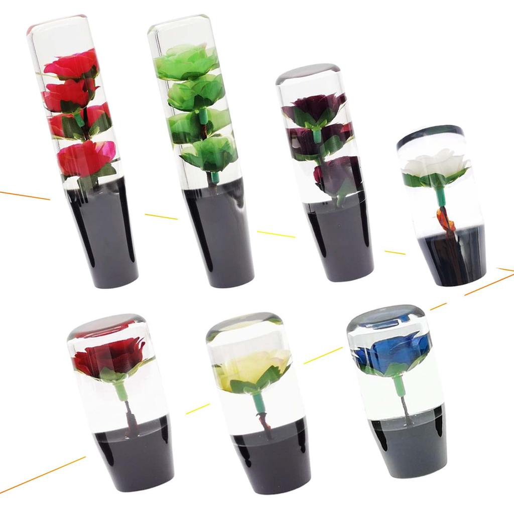 JINGLING Underwater Flower Shift Knob, Crystal, Showa Retro Style, Transparent Gear Knob, Accessory, Universal