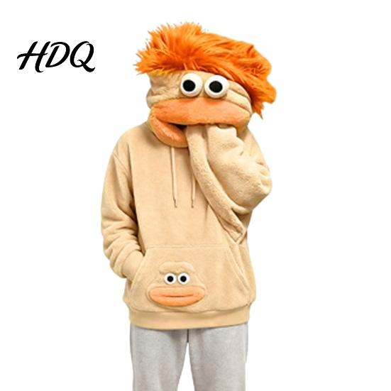 Soft Lounge Clothes Big Mouth Creature Flannel Hoodie Unisex Oversized Fleece Hooded Hoodies Sweatshirt Plush Pullover Top for Halloween Party Daily