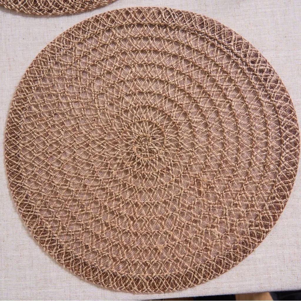 Jute-Platzsets Natürliches Material Rutschfest Hitzebeständig Runde Platzsets Gewebte Matten für Partys Hochzeit Küchentisch-Dekoration