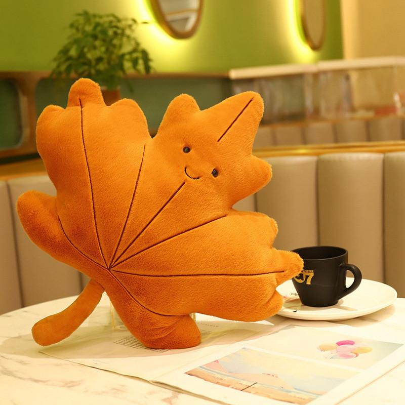 Cozy Leaf Pillow Plush Toy Decorative Cushion For Kids Room Green Plant Decor
