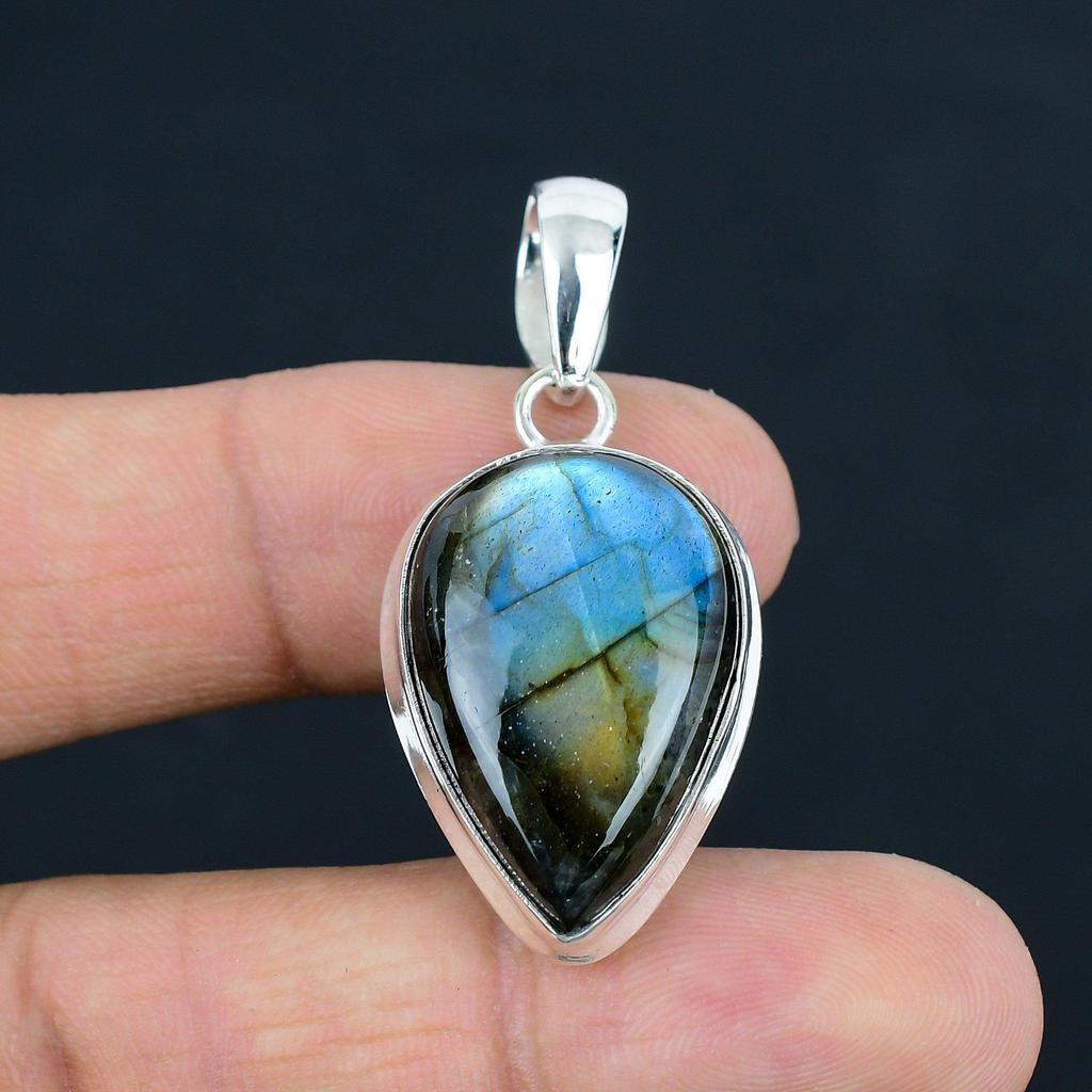 Natural Blue Fiery Labradorite Gemstone Pendant, 925 Sterling Silver, Pendant Jewelry, Handmade Silver Pendant Jewelry for Gift, Easter Gift