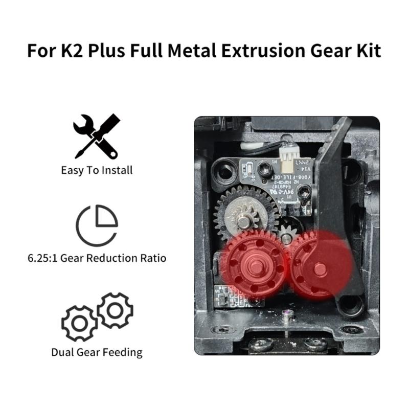 All Metal Extruder Gear Improved Extrusion Efficiency For K2P Plus 3D Printer Smooth Operating and Durability