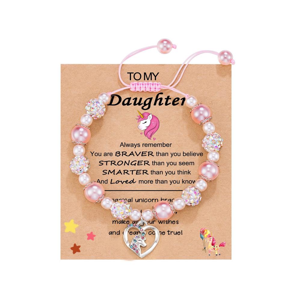 Diamond-encrusted women's bracelet Shambhala powder pearl weaving pink bracelet alloy love unicorn pendant bracelet