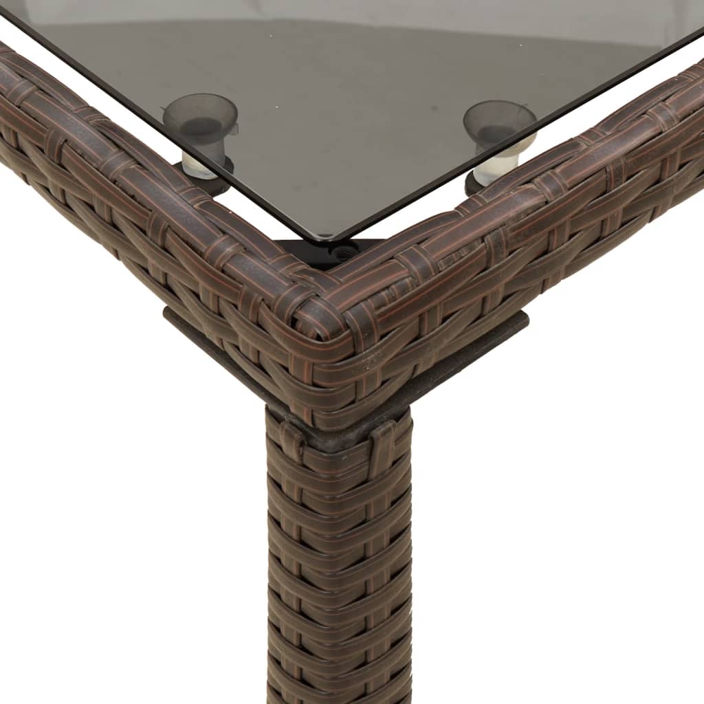 Garden Table with Glass Top Brown 115x54x74 Cm Poly Rattan