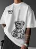 Summer Unisexs 100 Pure Cotton Casual Sports Loose And Fashionable Cartoon Bear Pattern Printed Round Neck Short Sleeved Tshirt